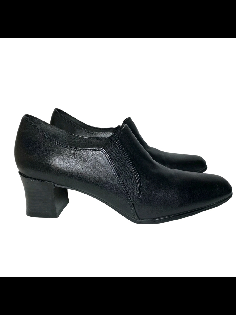 Liz Baker Black Slip-On Low Block Heel Shoes